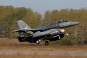 AVIANO AIR BASE, Italy--A 510th Fighter Squadron pilot takes off in an F-16 Fighting Falcon from Graf Ignattevo Airfield, Bulgaria, for a Combat training mission Oct. 17, 2007. (U.S. Air Force photo/Staff Sgt. Michael R. Holzworth)